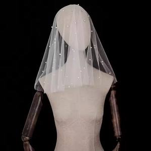 Broche Voile De Mariée Double Couche Blanc Vintage Perle Classique Voyage Shoot Mariage Chapeaux - Product Image 4