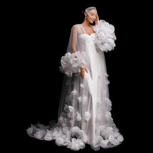 Vestido <span class=keywords><strong>de</strong></span> Tul Elegante Hecho a Medida, Vestido <span class=keywords><strong>de</strong></span> Noche Largo con Mangas Abullonadas <span class=keywords><strong>para</strong></span> Mujer Embarazada, Bata <span class=keywords><strong>de</strong></span> <span class=keywords><strong>Baño</strong></span>, Ropa <span class=keywords><strong>de</strong></span> Dormir <span class=keywords><strong>para</strong></span> Novia, Aniversario <span class=keywords><strong>de</strong></span> Bodas - Product Image 4