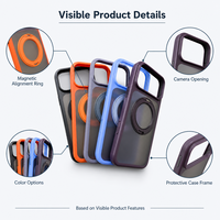 Coque de téléphone antichoc et anti-rayures en PC rigide avec anneau magnétique rotatif à 360° translucide givré pour iPhone 15 16 17 18 Pro Max