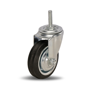 Schwarzes M10mm Bolzen-Rollenrad aus Gummi, 75x23, Tragkraft 50kg, Schraubbefestigung - Product Image 1