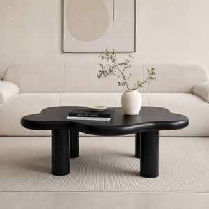 Tavolino da caffè Wood Cloud 40 pollici con 4 gambe rotonde, basso e irregolare, per soggiorno - Product Image 1