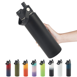 Botella de Agua Aislada Portátil de 24 oz, Doble Pared, Tapa con Pajita Abatible, Libre de BPA, Asa de Transporte, para Senderismo, Viajes y Uso al Aire Libre - Product Image 4