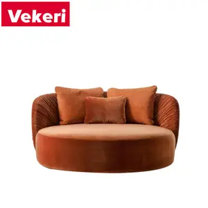 Par de sofás modernos con marco elegante y sencillo, sofá redondo curvado informal