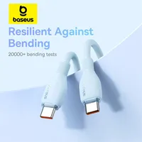 Baseus kabel pengisi daya cepat, kabel PD 100W USB C ke USB Tipe C untuk Macbook untuk iPhone 15 kabel tipe-c