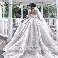 Ashley Carol-Robe de bal en dentelle à manches longues avec appliques 3D de luxe, 2024