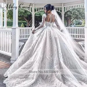 Ashley Carol Sweetheart vestido De novia 2024 lujo 3D flores apliques manga larga encaje <span class=keywords><strong>Vestidos</strong></span> De Novia - Product Image 3