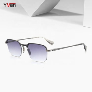 Gafas de sol cuadradas de titanio con medio marco grande, logotipo privado personalizado, gafas de sol con marco ancho para hombres, alta calidad - Product Image 1