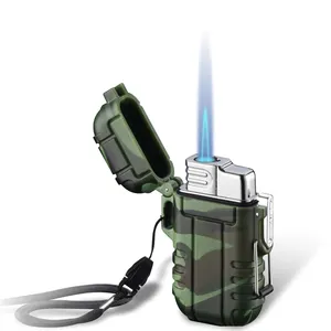 Lampe torche imperméable à double Jet, coupe-vent, rechargeable, au Butane, à gaz réglable, pour la pêche, le Camping en plein air