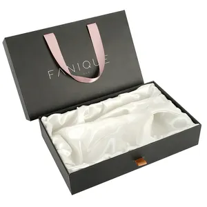 Elegant Customized Black Silk Lined Drawer Paper Packaging Gift Box