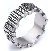 Bagues articulées tressées pour hommes en acier inoxydable poli, style vintage, motif spécial, argent foncé clair, style punk motard
