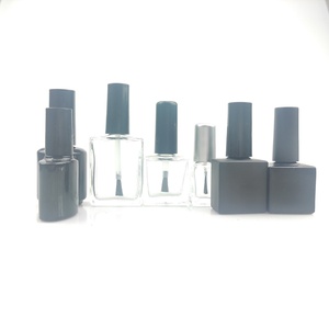 Vente en gros de flacons de vernis à ongles en verre UV carrés mats noirs de luxe de 15 ml, avec bouchons à pinceaux, en vrac - Product Image 6