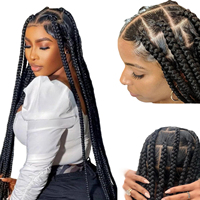 Perruques tressées à la main en dentelle complète africaine pour le commerce extérieur, 500g, tresses à trois brins, modèle en fibre haute température