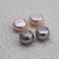 Perles d'eau douce de qualité AAAA de 11,5 à 12 mm, en forme de bouton/pain, de couleur rose/gris, en vrac, à moitié percées