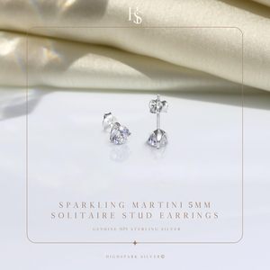 <b>Stud</b> <b>Earrings</b> 925 Sterling <b>Silver</b> Round Cubic Zirconia Bezel Setting Women's Everyday Wear - Product Image 3