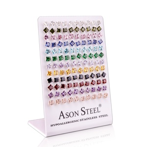 Présentoirs pour boucles d'oreilles en or, boucles d'oreilles clous en pierre à prix abordable, ensemble de boucles d'oreilles en acier inoxydable - Product Image 2