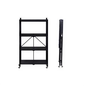 Estante de Almacenamiento Plegable de Acero de 4 Niveles, Ecológico y Moderno, con Perforaciones de Alta Visibilidad, Color Negro - Product Image 1