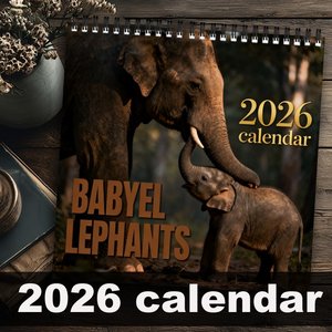 <span class=keywords><strong>Calendrier</strong></span> mural personnalisé 2027 2026 Éléphant, 12 mois, spirale, suspendu, avec section notes, décoration intérieure, cadeau de fêtes - Product Image 4