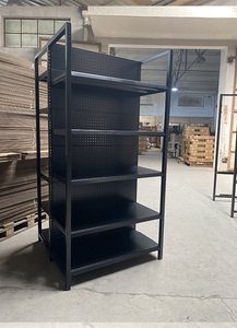 Estante de exhibición de supermercado negro personalizado de fábrica 5 capas estante de <span class=keywords><strong>4</strong></span> postes doble cara 93*45*180CM metálico 93*45*180CM metálico personalizado - Product Image 2