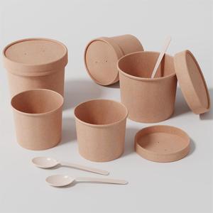 Bol en papier kraft personnalisé avec couvercle pour nouilles, soupe instantanée, biscuits et sucre, disponible à la vente - Product Image 5