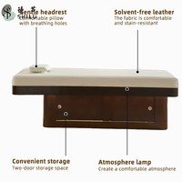 Table de massage électrique moderne en acier inoxydable avec grand espace de rangement, pour spa facial, salon de beauté, traitement de spa, revêtement en cuir PU