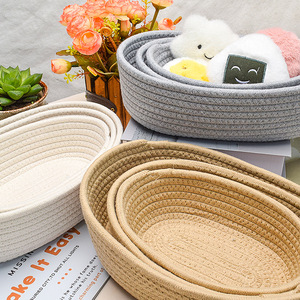 Cestas de Almacenamiento Tejidas de Cuerda de Algodón, Venta Caliente de Fábrica, Cestas Organizadoras para Decoración del Hogar - Product Image 3