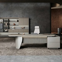 Bureau de direction moderne en forme de L de luxe en MDF du Guangdong, mobilier commercial, design en bois, table de patron/CEO