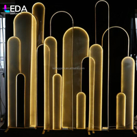 Arche de mariage moderne LEDA dorée avec éclairage LED, cadre métallique, panneau transparent, taille personnalisable, pour fêtes d'anniversaire et événements, nouvelle arrivée, livraison rapide