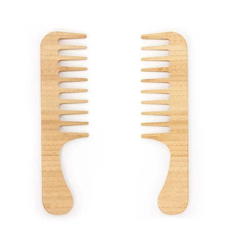 ECO-Friendly Natural Bamboo Wide Tooth Hair Comb Custom Logo With Long Handle Large Wide Tooth Comb
