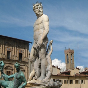 Decoración de paisaje público al aire libre, estatua de mito griego tallada en piedra Natural grande moderna, <span class=keywords><strong>escultura</strong></span> de Poseidón de mármol blanco Trident - Product Image 2