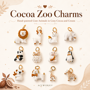 Abalorios de Cacao para el Zoológico |   Colgantes de Animales Esmaltados Pintados a Mano en Latón Chapado en Oro de 18K |   Ciervo, Zorro, Búho, Mono, Pingüino, Koala, Jirafa - Product Image 1
