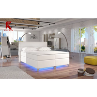 Meubles de chambre à coucher d'intérieur modernes en tissu de haute qualité Lit double à sommier en tissu grande taille avec lumières LED