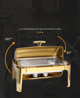 Liantong Fabrik Edelstahl Goldenes Rechteckiges Chafing Dish mit Glasdeckel – Hotel & Restaurant Küchenausstattung Speisenwärmer Set