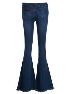 Jean personnalisé avec étiquette en cuir pour <span class=keywords><strong>femme</strong></span>, pantalon décontracté, Denim, coton, OEM, Spandex, Style technique, tissu mouche, fermeture éclair à la taille - Product Image 2