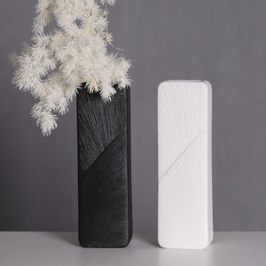 Оптовая продажа, Современная высококлассная керамическая ваза для цветов, прямоугольная ваза для украшения дома - Product Image 3