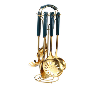 Juego de utensilios de cocina de acero inoxidable de 7 piezas con soporte para cocinar y servir - Product Image 5
