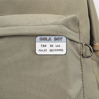 Lot de 3 broches émaillées avec slogan espagnol, étiquettes nominatives pastel et broches à texte pour fenêtre, pour la décoration de sacs à dos