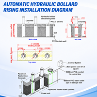 Bollard Hidrolik Baja Tahan Karat Kekuatan Tinggi, Penghalang Kendaraan, Tiang Keamanan Otomatis Retractable Tugas Berat IP68