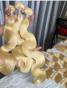 Extensions de cheveux brésiliens blonds 613 à double trame, lisses, style bouclé blond miel, mèches de cheveux humains pour tissage - Product Image 2