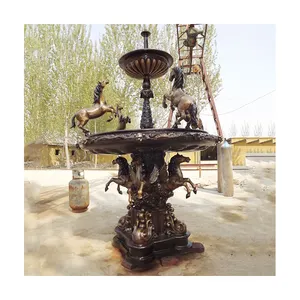 Grande dimensione fusione in ottone in piedi decorazione del cavallo antico giardino decorazione esterna fontana di acqua in bronzo