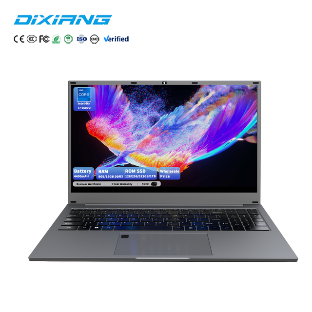 Factory Wholesale Intel Core I7 6600U Laptop 15.6" High Performance Notebook New 8GB RAM 256GB SSD Wireless Win11 for Business
