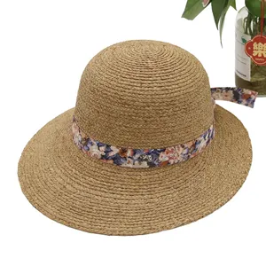 V Gaoda מפעל סיטונאי מכירה ישירה טכנולוגיה מתוחכמת רפיה כובע קיץ רחב שוליים