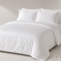 Parure de lit en coton satiné blanc pour hôtel, housse de couette et taies d'oreiller, drap plat à rebord de 5 cm, fournisseur en gros OEM ODM