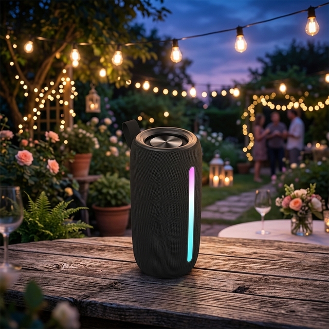 Wireless Bluetooth Speaker with Dynamic RGB Light Show, Waterproof Design, Long Battery Life, and TWS Pairing for Daily Use