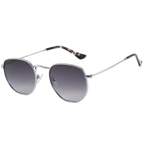 Retro Oval Sunglasses Full Rim Metal Frame Gradient Gray Lenses Unisex Outdoor Fashion <b>Eyewear</b> for Adults - Product Image 1