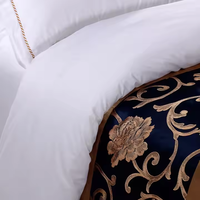 Parure de lit de luxe en coton tissé, style uni, pour hôtel et maison, comprenant housse de couette, taies d'oreiller et drap plat