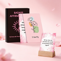 Carte con Affermazioni Personalizzate Stampate su Carta Artistica Opaca Laminata, Carte con Citazioni Ispirazionali con Supporto in Legno per la Cura di Sé