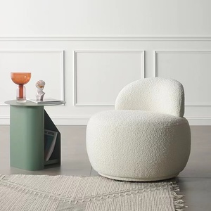 Silla <span class=keywords><strong>de</strong></span> estilo nórdico para Hotel, sofá <span class=keywords><strong>de</strong></span> lana <span class=keywords><strong>de</strong></span> oveja <span class=keywords><strong>de</strong></span> lujo, <span class=keywords><strong>piel</strong></span> <span class=keywords><strong>de</strong></span> oveja, felpa, tela blanca, muebles - Product Image 2