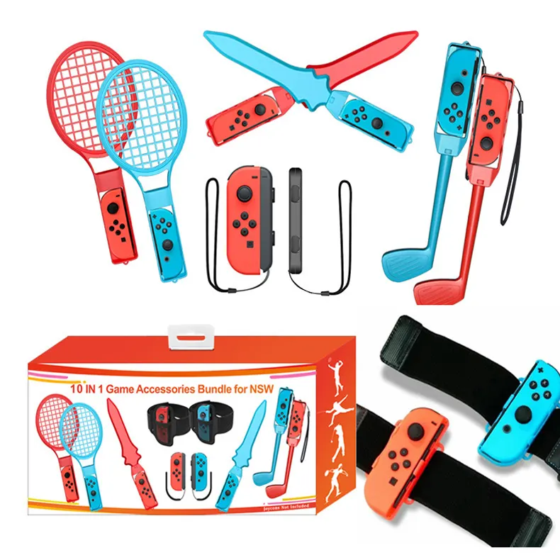 10 in 1 Sports Games Accessories Kit For Switch Somatosensory Sport Set For Switch Sports Accessories Bundles