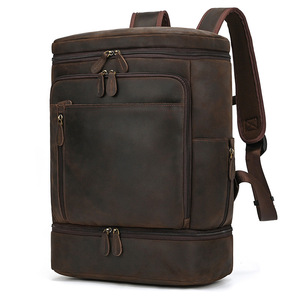 Người Đàn Ông Cổ Điển Của Không Thấm Nước Dây Kéo Ba Lô Khô-Ướt Tách Cách Nhiệt Ngăn Điên Ngựa Da Chuyến Đi Kinh Doanh Da Bò - Product Image 5