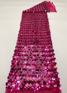 Bestseller Gemischte Farben Funkelnder Pailletten-Netzstoff Bestickter Pailletten-Tüll Spitzenmaterial Pailletten-Spitzenstoff für Partykleider - Product Image 6